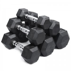 ئاساسى كاۋچۇك كۈچەيتىلگەن Hex Dumbbell قول ئېغىرلىقى