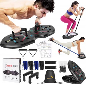 Multi-Functional Upgraded Foldable Push Up Board yokhala ndi Resistance Band