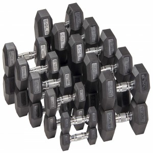 Əsaslar Kauçuk Encased Hex Dumbbell Əl Çəkisi