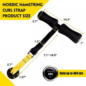 Adjustable Nordic Hamstring Curl Strap with Kneeling Mat, Kneeling Mat for Home Gyms